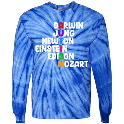 Autism Support Darwin Jung Newton Einstein Edison Mozart Tie-Dye Long Sleeve Shirt