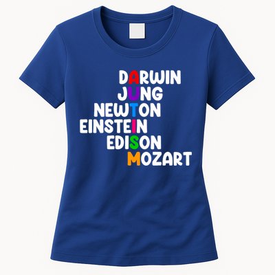 Autism Support Darwin Jung Newton Einstein Edison Mozart Womens T-Shirt