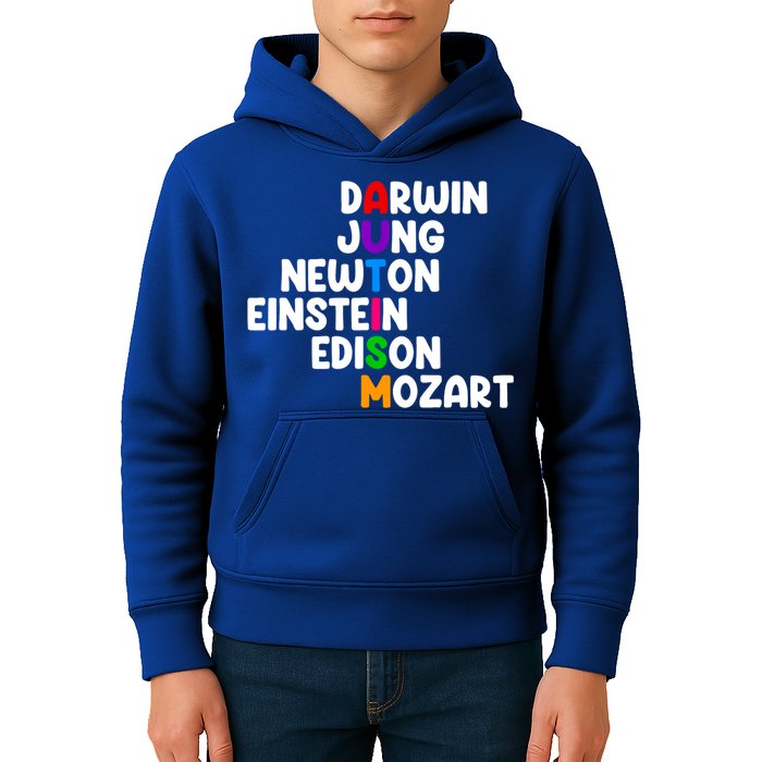 Autism Support Darwin Jung Newton Einstein Edison Mozart Kids Hoodie