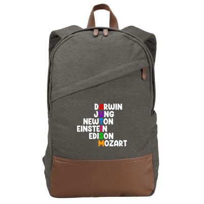 Autism Support Darwin Jung Newton Einstein Edison Mozart Cotton Canvas Backpack