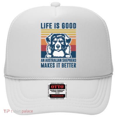 Australian Shepherd Dog Gifts Men Women Australian Shepherd High Crown Mesh Back Trucker Hat