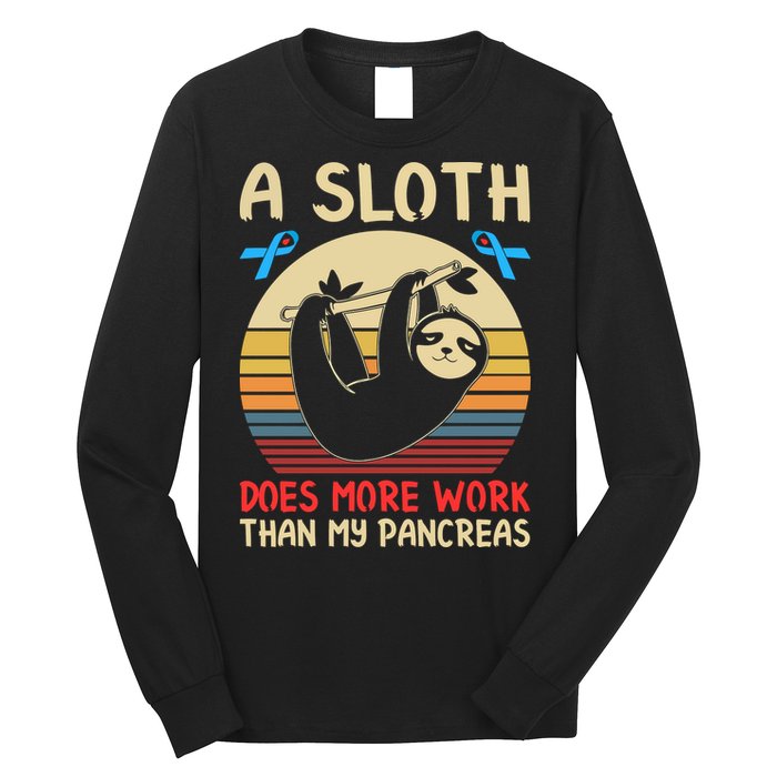 A Sloth Does More Work Than My Pancreas Long Sleeve Shirt