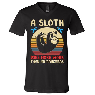 A Sloth Does More Work Than My Pancreas V-Neck T-Shirt