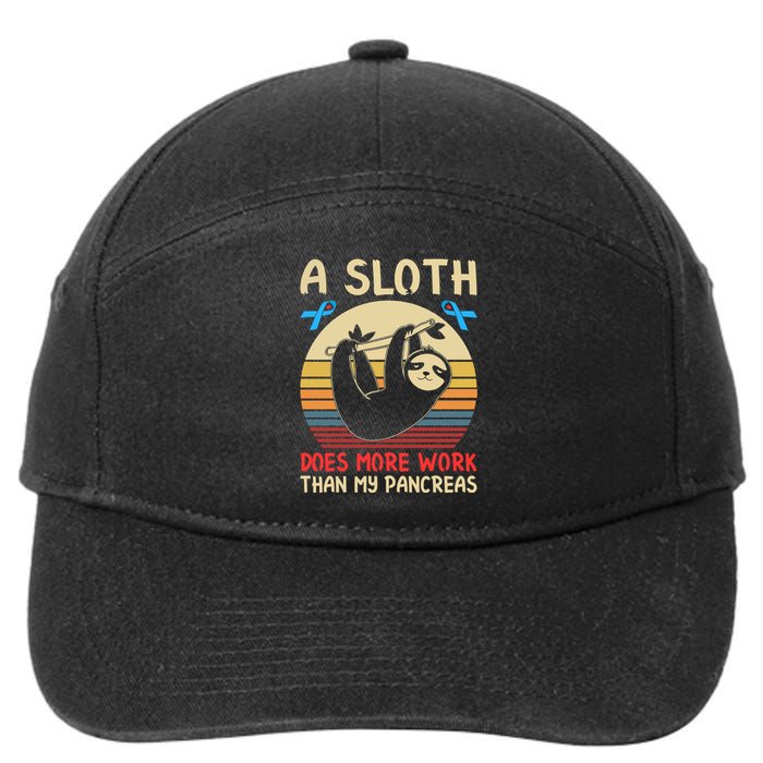 A Sloth Does More Work Than My Pancreas 7-Panel Snapback Hat