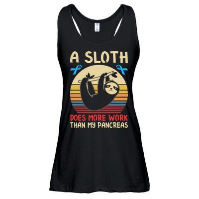A Sloth Does More Work Than My Pancreas Ladies Essential Flowy Tank