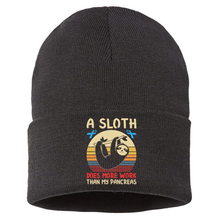 A Sloth Does More Work Than My Pancreas Sustainable Knit Beanie