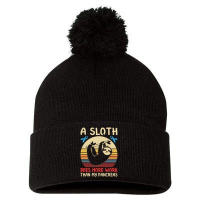 A Sloth Does More Work Than My Pancreas Pom Pom 12in Knit Beanie