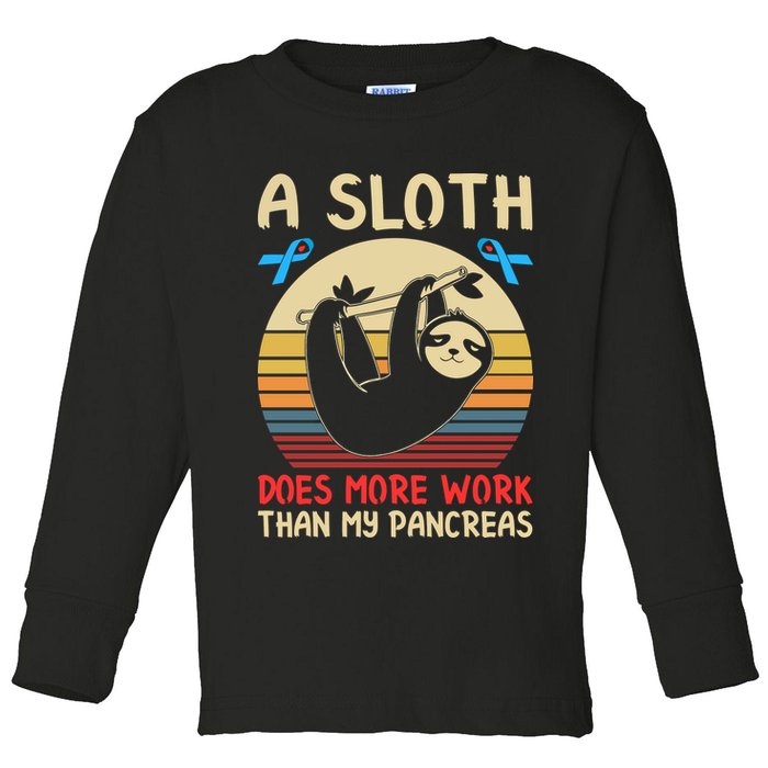 A Sloth Does More Work Than My Pancreas Toddler Long Sleeve Shirt
