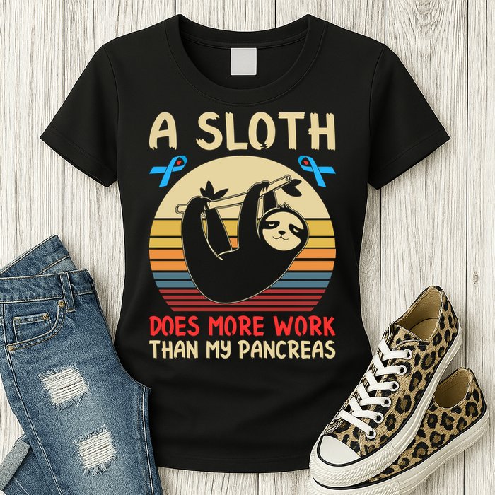 A Sloth Does More Work Than My Pancreas Womens T-Shirt