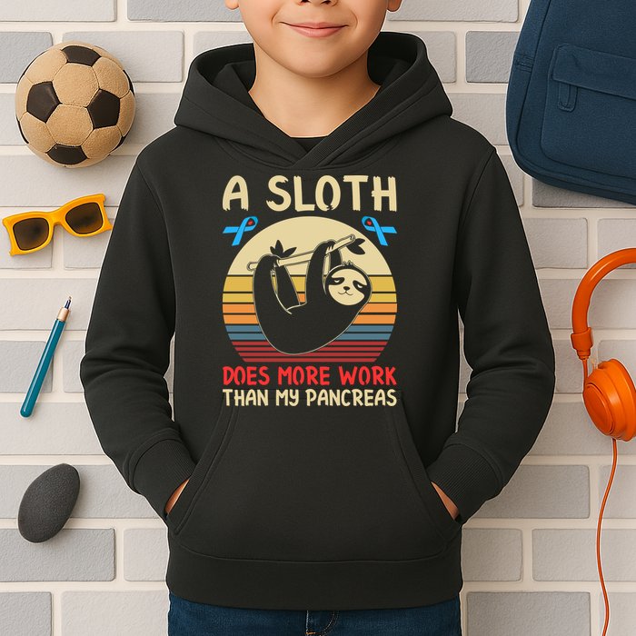 A Sloth Does More Work Than My Pancreas Kids Hoodie
