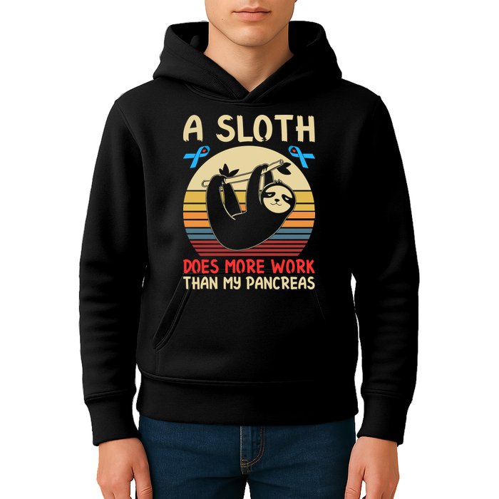 A Sloth Does More Work Than My Pancreas Kids Hoodie