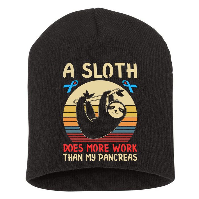 A Sloth Does More Work Than My Pancreas Short Acrylic Beanie
