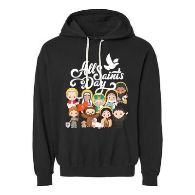 All Saints Day Kids Catholic St Francis Therese Joan Of Arc Garment-Dyed Fleece Hoodie