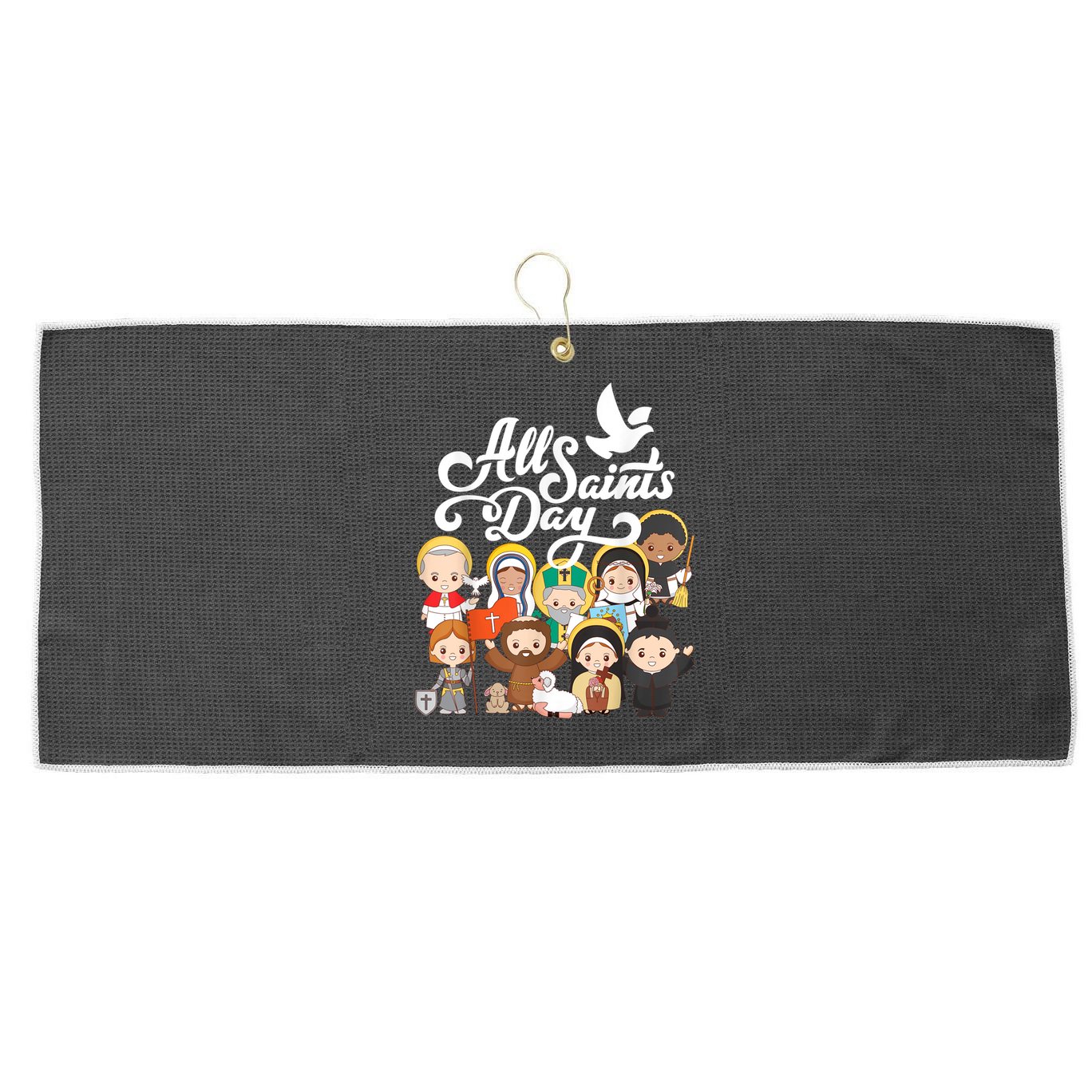 All Saints Day Kids Catholic St Francis Therese Joan Of Arc Large Microfiber Waffle Golf Towel