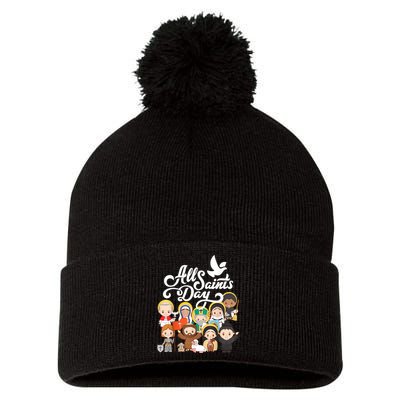 All Saints Day Kids Catholic St Francis Therese Joan Of Arc Pom Pom 12in Knit Beanie