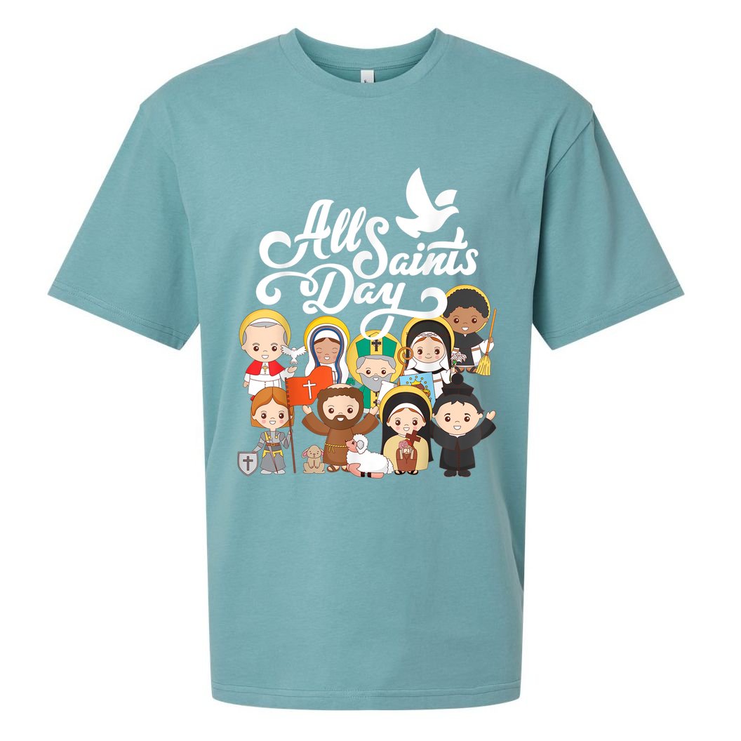 All Saints Day Kids Catholic St Francis Therese Joan Of Arc Sueded Cloud Jersey T-Shirt