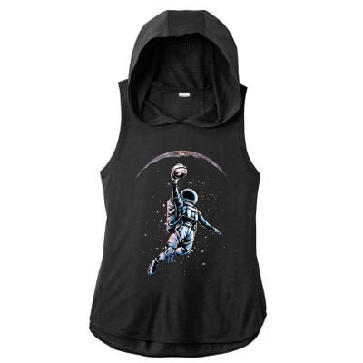 Astronaut Slam Dunk Space Basketball Ladies PosiCharge Tri-Blend Wicking Draft Hoodie Tank