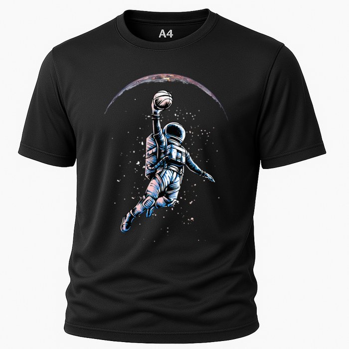 Astronaut Slam Dunk Space Basketball Cooling Performance Crew T-Shirt
