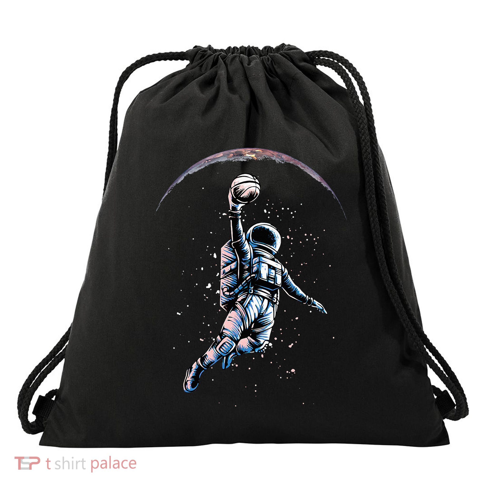 Astronaut Slam Dunk Space Basketball Drawstring Bag