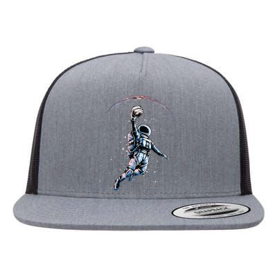 Astronaut Slam Dunk Space Basketball Flat Bill Trucker Hat