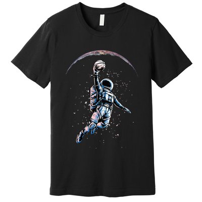 Astronaut Slam Dunk Space Basketball Premium T-Shirt