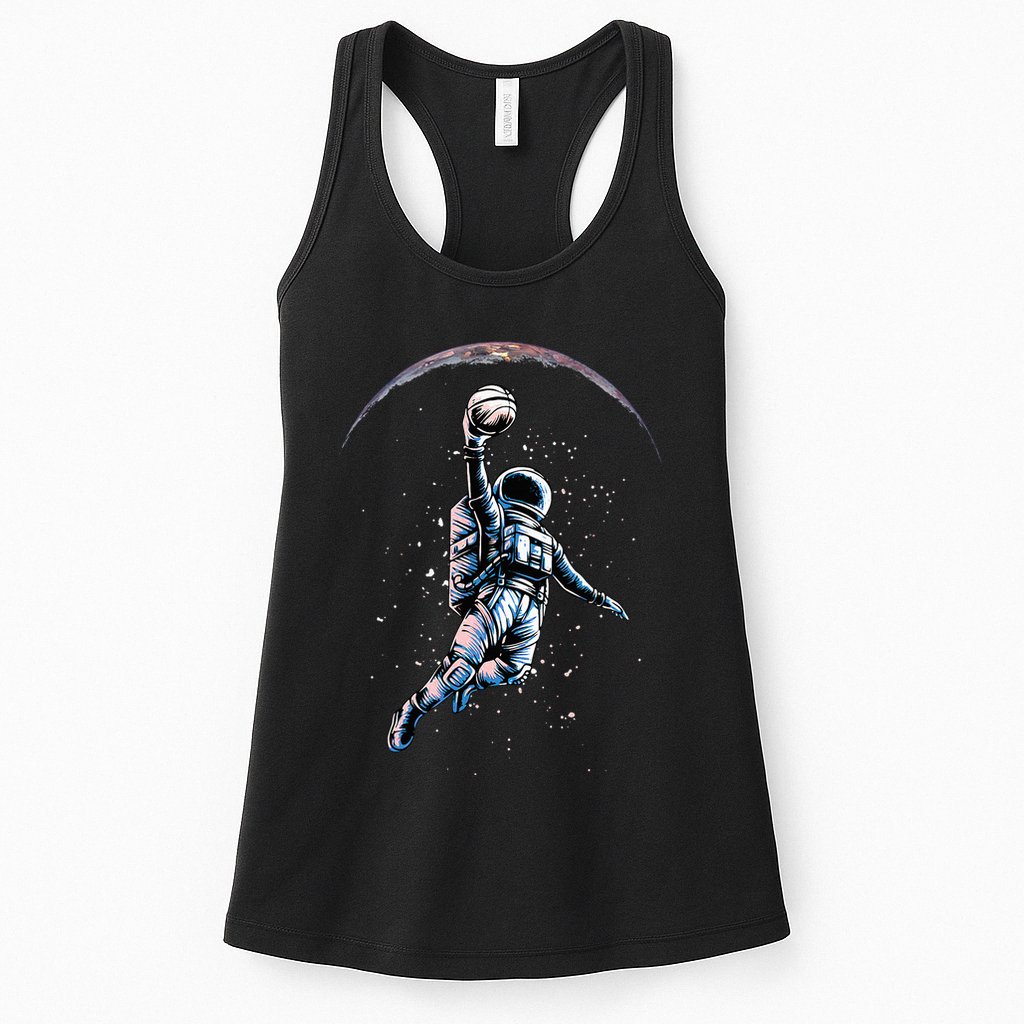 Astronaut Slam Dunk Space Basketball Womens Tank Top