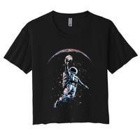 Astronaut Slam Dunk Space Basketball Women's Crop Top Tee