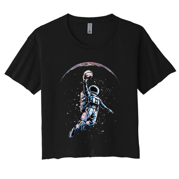 Astronaut Slam Dunk Space Basketball Women's Crop Top Tee
