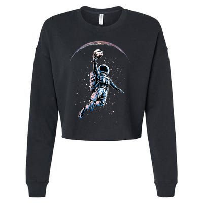 Astronaut Slam Dunk Space Basketball Cropped Pullover Crew