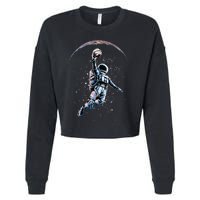 Astronaut Slam Dunk Space Basketball Cropped Pullover Crew