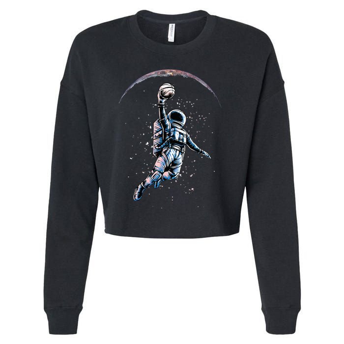 Astronaut Slam Dunk Space Basketball Cropped Pullover Crew