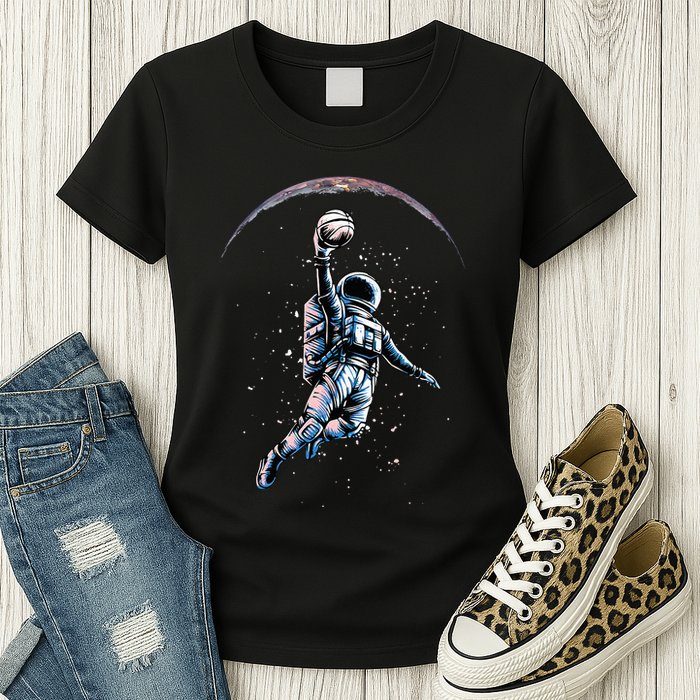 Astronaut Slam Dunk Space Basketball Womens T-Shirt