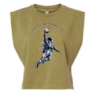 Astronaut Slam Dunk Space Basketball Garment-Dyed Women's Muscle Tee