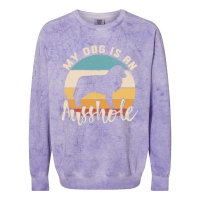 Australian Shepherd Dog Is An Ausshole Retro Aussie Shepherd Gift Colorblast Crewneck Sweatshirt