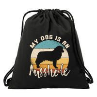 Australian Shepherd Dog Is An Ausshole Retro Aussie Shepherd Gift Drawstring Bag