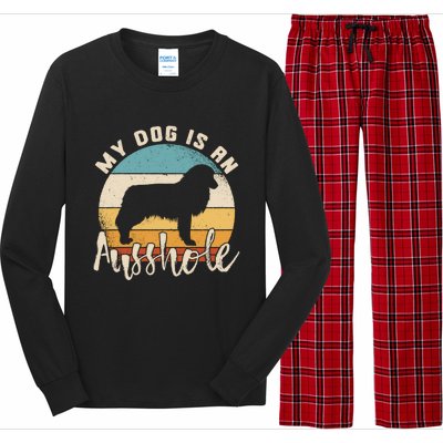 Australian Shepherd Dog Is An Ausshole Retro Aussie Shepherd Gift Long Sleeve Pajama Set