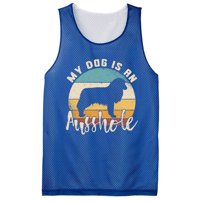 Australian Shepherd Dog Is An Ausshole Retro Aussie Shepherd Gift Mesh Reversible Basketball Jersey Tank