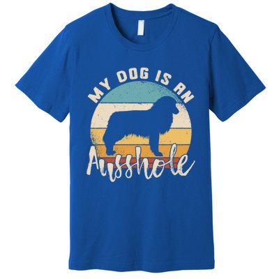 Australian Shepherd Dog Is An Ausshole Retro Aussie Shepherd Gift Premium T-Shirt