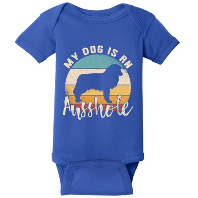 Australian Shepherd Dog Is An Ausshole Retro Aussie Shepherd Gift Baby Bodysuit