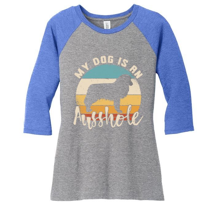 Australian Shepherd Dog Is An Ausshole Retro Aussie Shepherd Gift Women's Tri-Blend 3/4-Sleeve Raglan Shirt