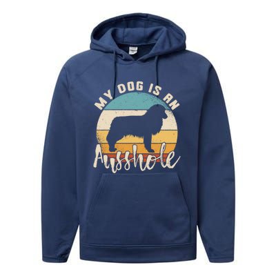 Australian Shepherd Dog Is An Ausshole Retro Aussie Shepherd Gift Performance Fleece Hoodie