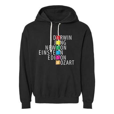 Autism Support Darwin Jung Newton Einste In Edison Mozart Garment-Dyed Fleece Hoodie