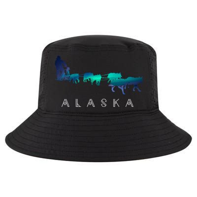 Alaska Sled Dogs Mushing Sled Dog Team A.U.R.O.R.A Borealis Scene Cool Comfort Performance Bucket Hat