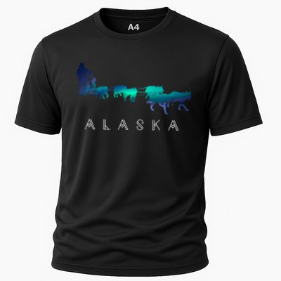 Alaska Sled Dogs Mushing Sled Dog Team A.U.R.O.R.A Borealis Scene Performance Shirt