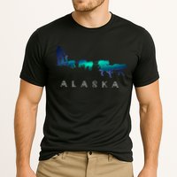 Alaska Sled Dogs Mushing Sled Dog Team A.U.R.O.R.A Borealis Scene Cooling Performance Crew T-Shirt