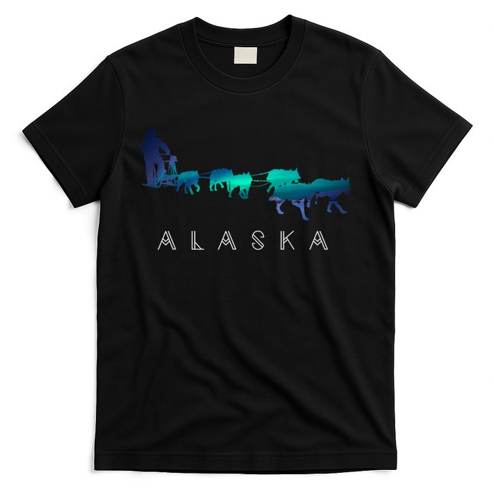 Alaska Sled Dogs Mushing Sled Dog Team A.U.R.O.R.A Borealis Scene T-Shirt