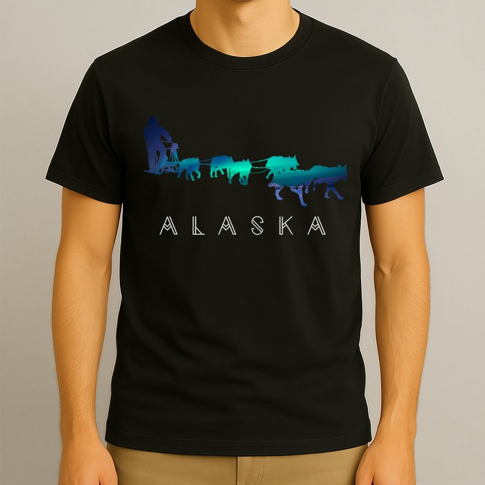 Alaska Sled Dogs Mushing Sled Dog Team A.U.R.O.R.A Borealis Scene T-Shirt