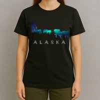 Alaska Sled Dogs Mushing Sled Dog Team A.U.R.O.R.A Borealis Scene T-Shirt