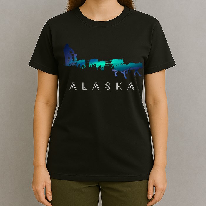 Alaska Sled Dogs Mushing Sled Dog Team A.U.R.O.R.A Borealis Scene T-Shirt