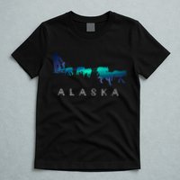 Alaska Sled Dogs Mushing Sled Dog Team A.U.R.O.R.A Borealis Scene T-Shirt